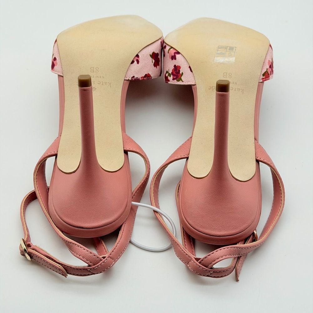 Kate Spade Pink Floral Heels Size 8B NWOT - Picture 7 of 9